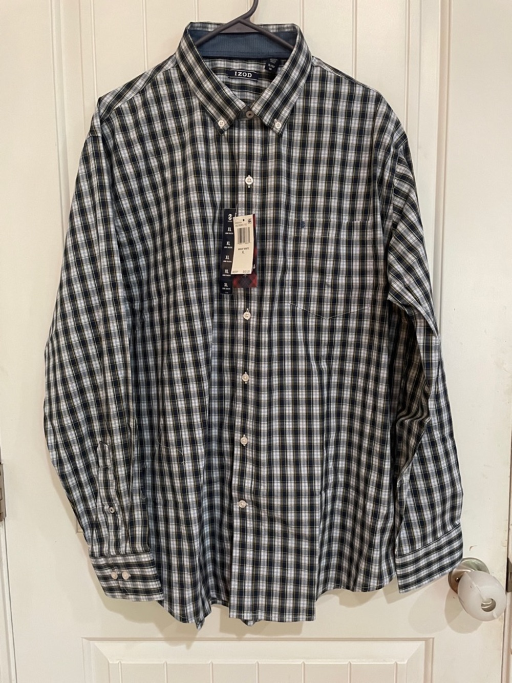 Izod XL/TG/XG blue white and yellow long sleeve button down NWT